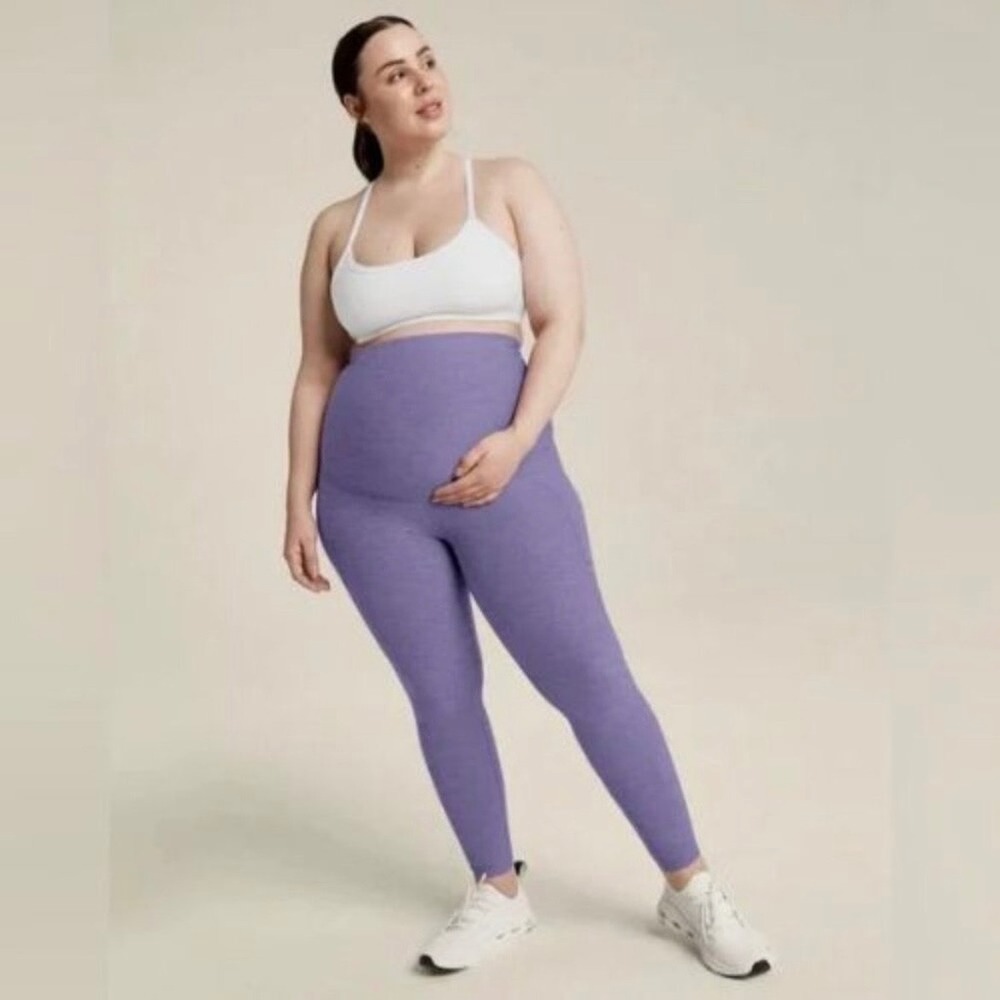 Beyond Yoga Beyond the Bump Spacedye Maternity Leggings‎ Purple SD3452M XS NEW